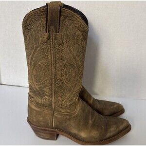 Brown Leather ABILENE Western Boots 7 M Oiled Cowhide Western Cowboy